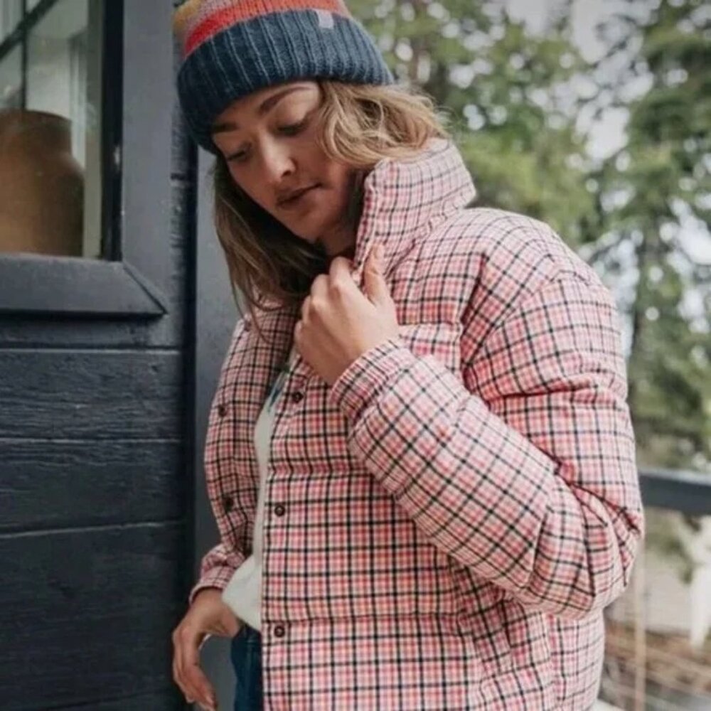 Marine Layer Meg Plaid Puffer Coat -  Lightly Used